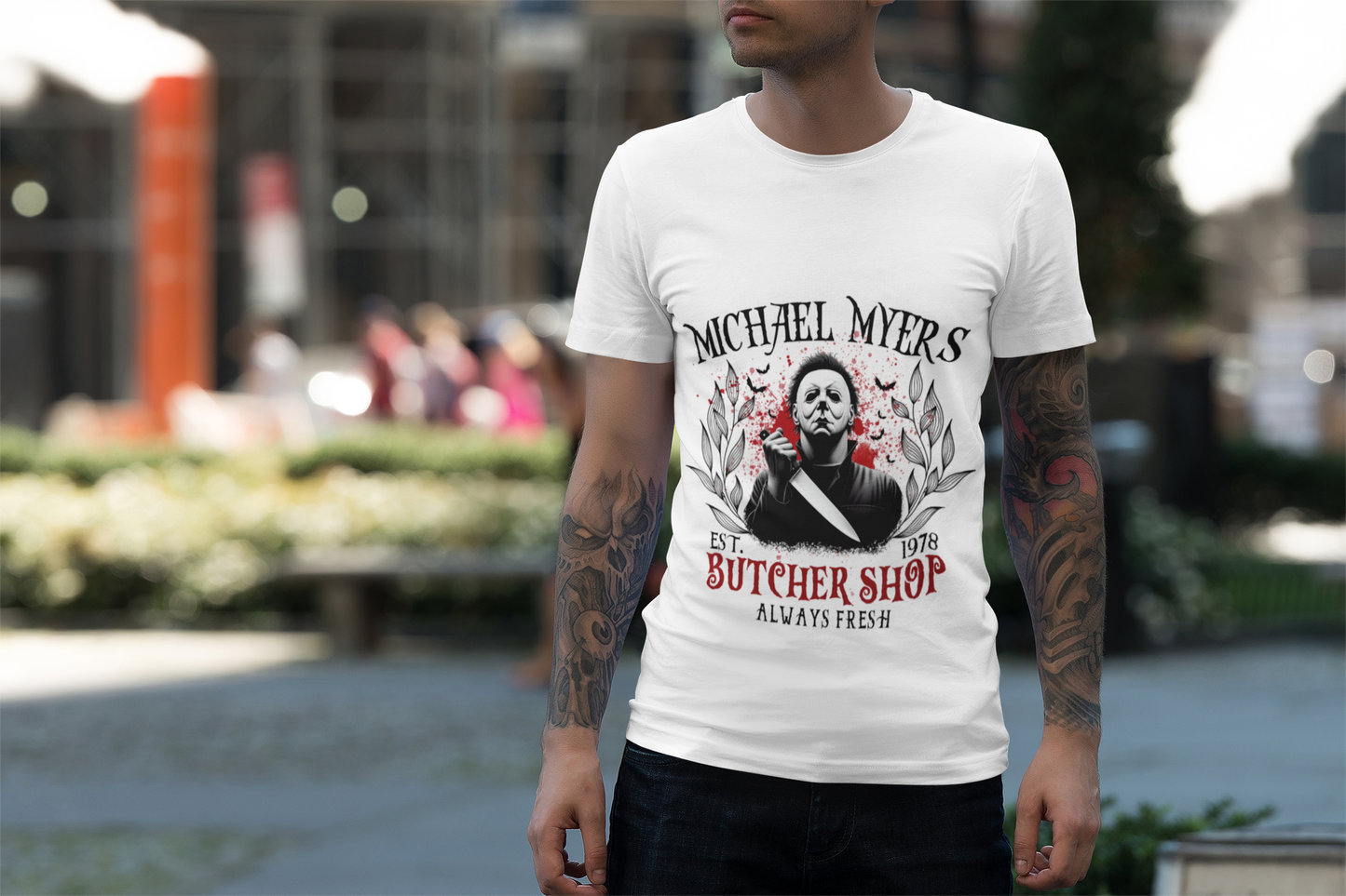 Michael Myers Butcher Shop, Horror T-Shirt, Halloween Apparel